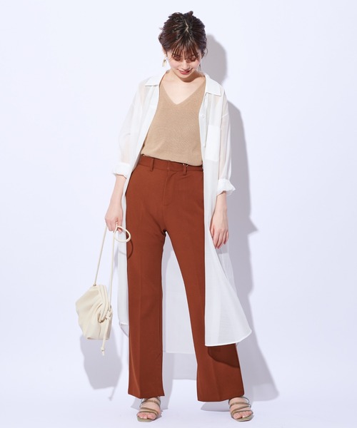 natural couture（ナチュラルクチュール）の「インサイドスリットカットパンツ（その他パンツ・レディース・アイボリー/ブラウン・L/S/M）」の7枚目の写真