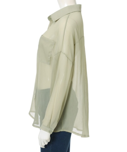 fifth（フィフス）の「ドロップショルダーシアーシャツ（シャツ/ブラウス・レディース・ライトグリーン/ピンク/ホワイト・MEDIUM）」の15枚目の写真