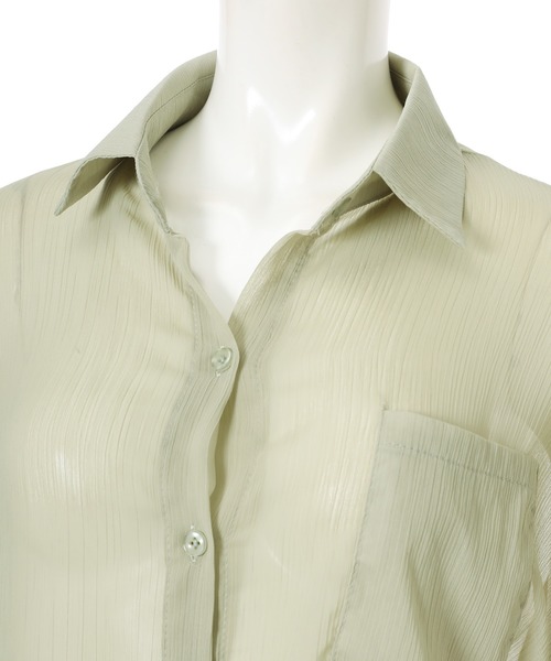 fifth（フィフス）の「ドロップショルダーシアーシャツ（シャツ/ブラウス・レディース・ライトグリーン/ピンク/ホワイト・MEDIUM）」の18枚目の写真