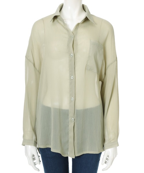 fifth（フィフス）の「ドロップショルダーシアーシャツ（シャツ/ブラウス・レディース・ライトグリーン/ピンク/ホワイト・MEDIUM）」の19枚目の写真