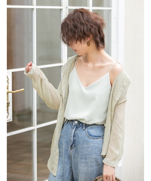 fifth（フィフス）の「ドロップショルダーシアーシャツ（シャツ/ブラウス・レディース・ライトグリーン/ピンク/ホワイト・MEDIUM）」の9枚目の写真