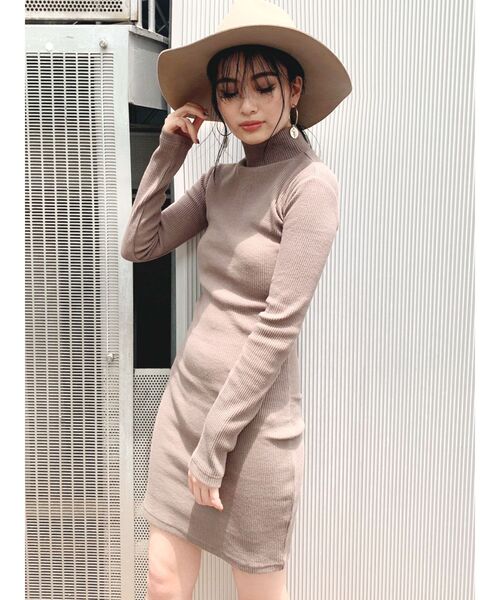 GYDA（ジェイダ）の「テレコタートルタイトワンピース（ワンピース・レディース・ブラック/オレンジ/ベージュ・FREE）」の3枚目の写真