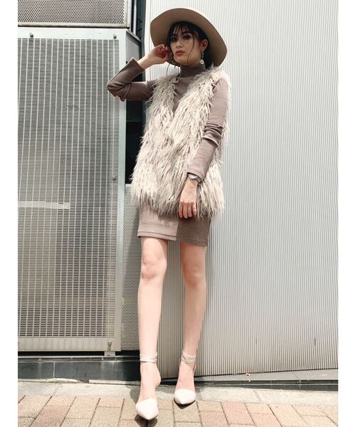 GYDA（ジェイダ）の「テレコタートルタイトワンピース（ワンピース・レディース・ブラック/オレンジ/ベージュ・FREE）」の4枚目の写真