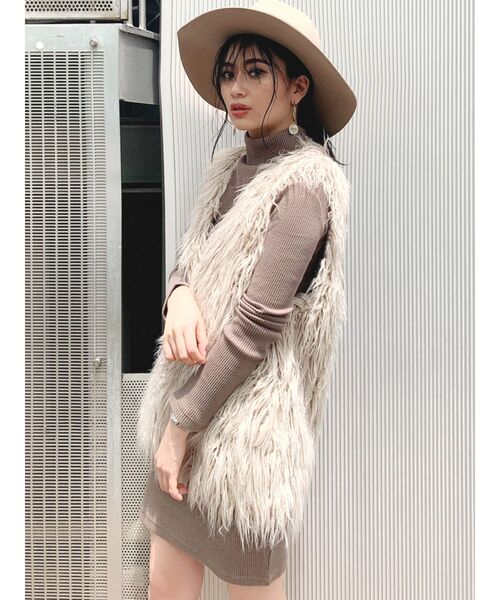 GYDA（ジェイダ）の「テレコタートルタイトワンピース（ワンピース・レディース・ブラック/オレンジ/ベージュ・FREE）」の6枚目の写真