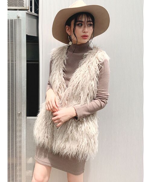 GYDA（ジェイダ）の「テレコタートルタイトワンピース（ワンピース・レディース・ブラック/オレンジ/ベージュ・FREE）」の7枚目の写真