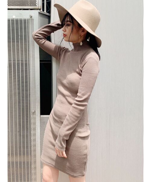 GYDA（ジェイダ）の「テレコタートルタイトワンピース（ワンピース・レディース・ブラック/オレンジ/ベージュ・FREE）」の8枚目の写真