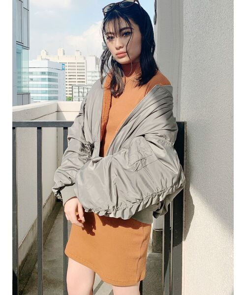 GYDA（ジェイダ）の「テレコタートルタイトワンピース（ワンピース・レディース・ブラック/オレンジ/ベージュ・FREE）」の9枚目の写真