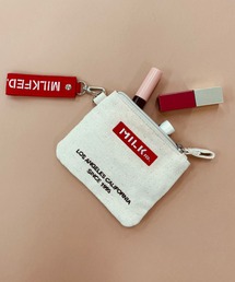 MILKFED. | EMBROIDERED BAR FLAT MINI POUCH(ポーチ)