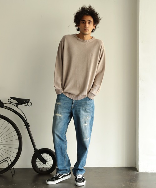 BAYFLOW(ベイフロー)の「12Gフェイドニットプルオーバー L/S(ニット/セーター・メンズ・チャコールグレー/ベージュ/グリーン/ピンク・SMALL/MEDIUM/LARGE)」の5枚目の写真