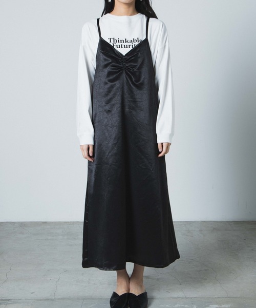 WEGO(ウィゴー)の「WEGO/サテンキャミワンピース(ワンピース・レディース・ブラック/グリーン系その他・FREE)」の8枚目の写真