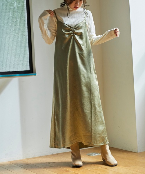 WEGO(ウィゴー)の「WEGO/サテンキャミワンピース(ワンピース・レディース・ブラック/グリーン系その他・FREE)」の10枚目の写真