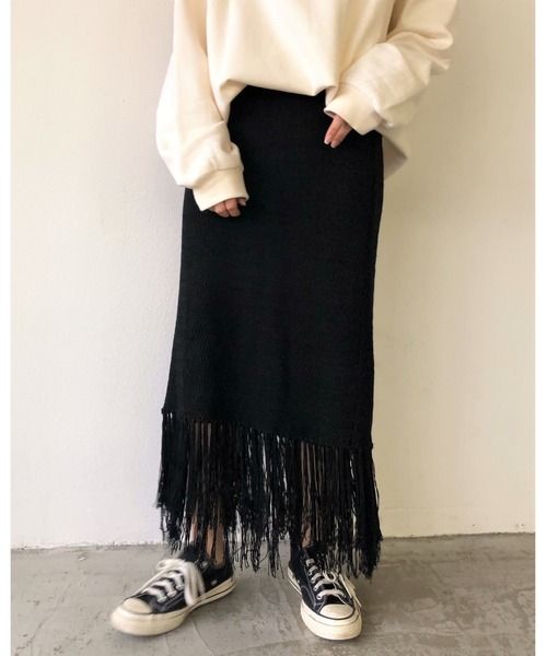Auntie Rosa Holiday(アンティローザホリデー)の「フリンジ柄編みスカート(スカート・レディース・ブラウン/ナチュラル/ブラック・FREE)」の10枚目の写真