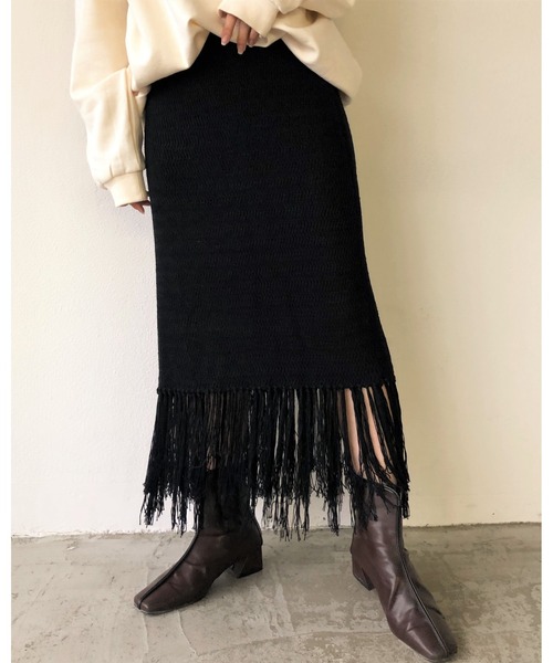 Auntie Rosa Holiday(アンティローザホリデー)の「フリンジ柄編みスカート(スカート・レディース・ブラウン/ナチュラル/ブラック・FREE)」の11枚目の写真