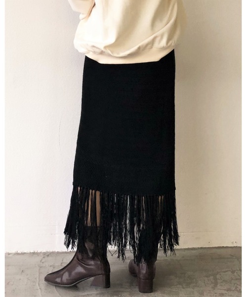 Auntie Rosa Holiday(アンティローザホリデー)の「フリンジ柄編みスカート(スカート・レディース・ブラウン/ナチュラル/ブラック・FREE)」の12枚目の写真