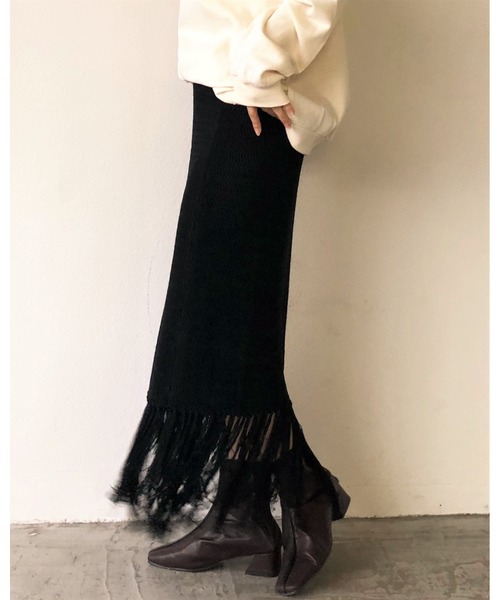 Auntie Rosa Holiday(アンティローザホリデー)の「フリンジ柄編みスカート(スカート・レディース・ブラウン/ナチュラル/ブラック・FREE)」の13枚目の写真