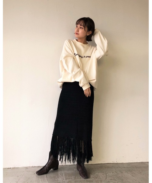 Auntie Rosa Holiday(アンティローザホリデー)の「フリンジ柄編みスカート(スカート・レディース・ブラウン/ナチュラル/ブラック・FREE)」の8枚目の写真