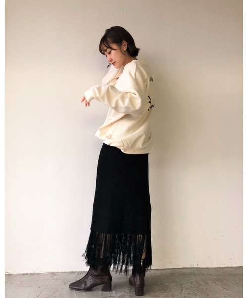 Auntie Rosa Holiday(アンティローザホリデー)の「フリンジ柄編みスカート(スカート・レディース・ブラウン/ナチュラル/ブラック・FREE)」の9枚目の写真