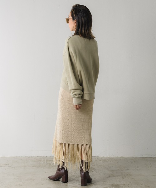 Auntie Rosa Holiday(アンティローザホリデー)の「フリンジ柄編みスカート(スカート・レディース・ブラウン/ナチュラル/ブラック・FREE)」の5枚目の写真