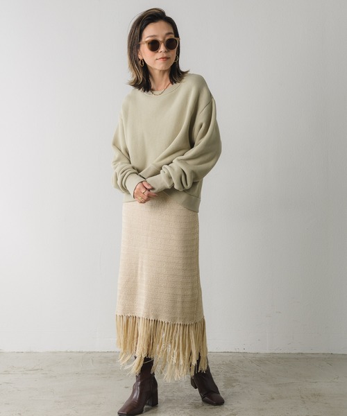 Auntie Rosa Holiday(アンティローザホリデー)の「フリンジ柄編みスカート(スカート・レディース・ブラウン/ナチュラル/ブラック・FREE)」の16枚目の写真