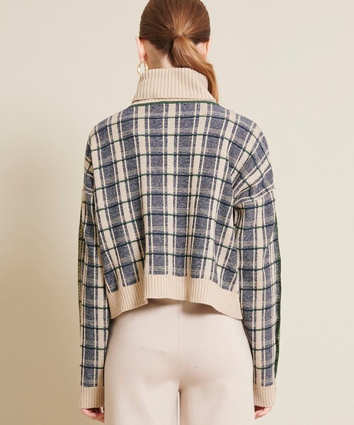 TAN（タン）の「【TAN(タン)】チェックタートルプルオーバーニット　20AW-6（ニット/セーター・レディース・ベージュ/ブラック・FREE）」の7枚目の写真