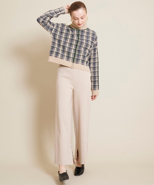 TAN（タン）の「【TAN(タン)】チェックタートルプルオーバーニット　20AW-6（ニット/セーター・レディース・ベージュ/ブラック・FREE）」の4枚目の写真