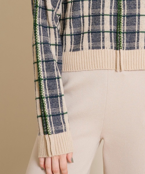 TAN（タン）の「【TAN(タン)】チェックタートルプルオーバーニット　20AW-6（ニット/セーター・レディース・ベージュ/ブラック・FREE）」の9枚目の写真