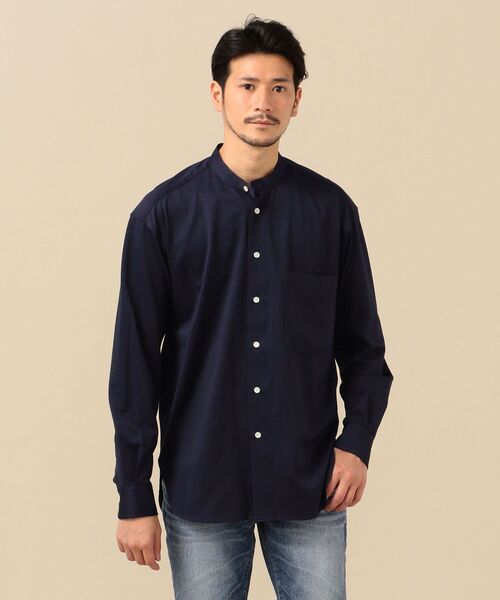 SHIPS（シップス）の「SHIPS: ビッグシルエット 速乾 ジャージー バンドカラー シャツ（シャツ/ブラウス・メンズ・ホワイト/ブルー/ネイビー・MEDIUM/LARGE/SMALL/X-LARGE）」の3枚目の写真