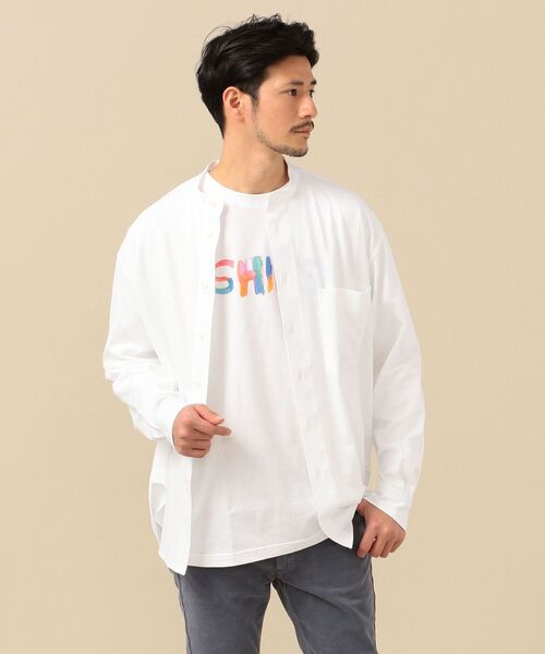 SHIPS（シップス）の「SHIPS: ビッグシルエット 速乾 ジャージー バンドカラー シャツ（シャツ/ブラウス・メンズ・ホワイト/ブルー/ネイビー・MEDIUM/LARGE/SMALL/X-LARGE）」の4枚目の写真