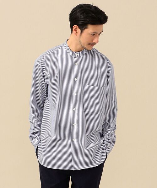 SHIPS（シップス）の「SHIPS: ビッグシルエット 速乾 ジャージー バンドカラー シャツ（シャツ/ブラウス・メンズ・ホワイト/ブルー/ネイビー・MEDIUM/LARGE/SMALL/X-LARGE）」の12枚目の写真