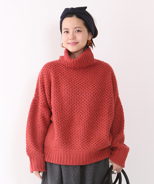 mystic（ミスティック）の「モヘアライクタートルプルオーバー（ニット/セーター・レディース・オフホワイト/グレー/ネイビー/オレンジ・FREE）」の4枚目の写真