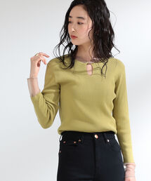 Ray BEAMS | Ray BEAMS / リブ ネック カフス キリカエ プルオーバー(ニット/セーター)