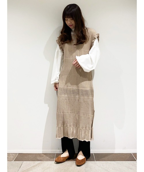 SLURR(スラ―)の「透かし編みサイドスリットロング丈ベスト(ベスト・レディース・ブラック/ベージュ/その他8・FREE)」の22枚目の写真