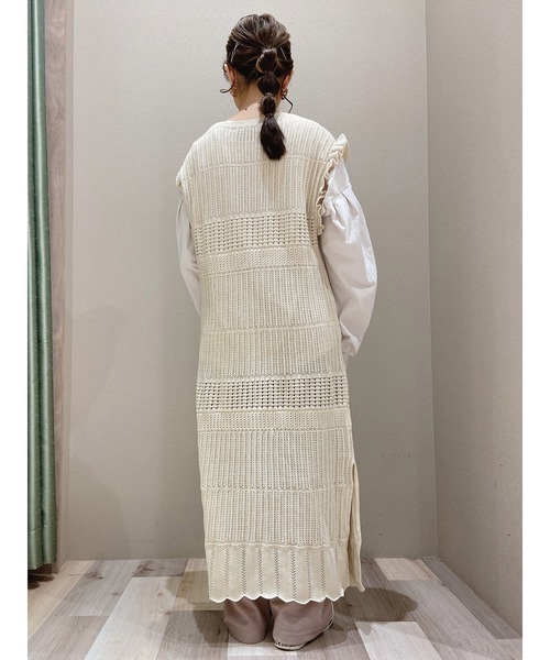 SLURR(スラ―)の「透かし編みサイドスリットロング丈ベスト(ベスト・レディース・ブラック/ベージュ/その他8・FREE)」の20枚目の写真