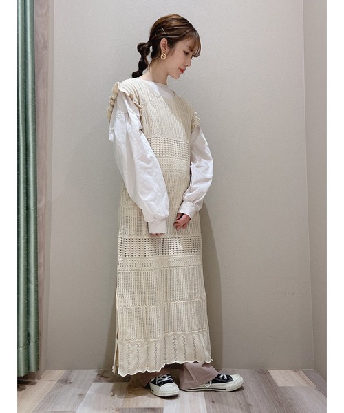 SLURR(スラ―)の「透かし編みサイドスリットロング丈ベスト(ベスト・レディース・ブラック/ベージュ/その他8・FREE)」の21枚目の写真