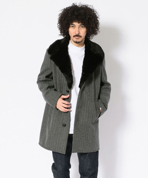 schott（ショット）の「Schott/ショット/HERRINGBONE BOA COLLAR COAT