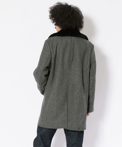 schott（ショット）の「Schott/ショット/HERRINGBONE BOA COLLAR COAT/ヘリンボーン ボアカラー コート（ステンカラーコート・メンズ・グレー・40/38/42/36）」の7枚目の写真