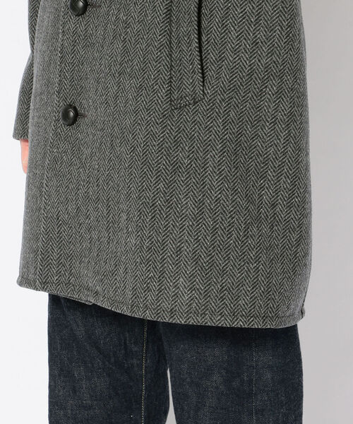 schott（ショット）の「Schott/ショット/HERRINGBONE BOA COLLAR COAT/ヘリンボーン ボアカラー コート（ステンカラーコート・メンズ・グレー・40/38/42/36）」の9枚目の写真
