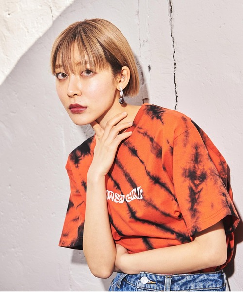 X-girl（エックスガール）の「BUTTERFLY S/S TEE（Tシャツ/カットソー・レディース・ホワイト/ブラック/オレンジ/マルチ・S/M/L/XL）」の8枚目の写真