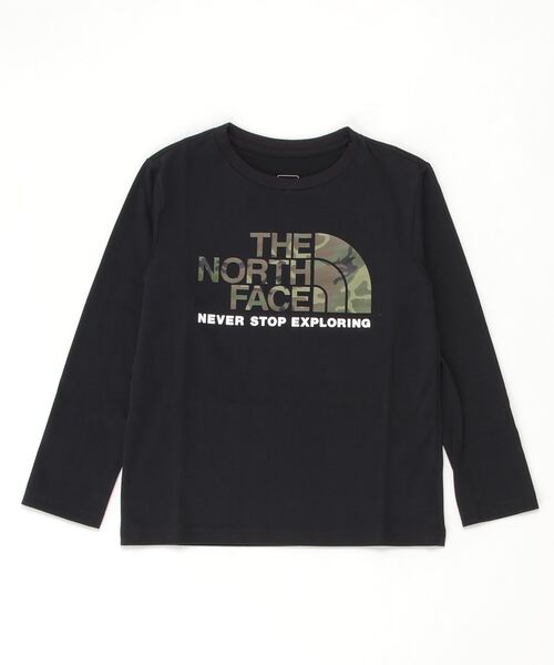 THE NORTH FACE(ザノースフェイス)の「ザ ノース フェイス THE NORTH FACE L/S Camo Logo Tee(ロングスリーブカモロゴティー)(Tシャツ/カットソー・キッズ・ブラック/グレー/ホワイト・140cm/150cm/130cm)」の2枚目の写真