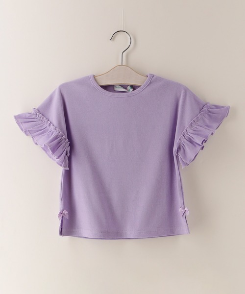 Catherine Cottage(キャサリンコテージ)の「フリル袖リブTシャツ(Tシャツ/カットソー・キッズ・サックスブルー/コーラルピンク/ミント/チャコールグレー/ライラック/ベージュ/スモークピンク/ライラック系1/アイボリー・110/130/150/100/120/140)」の7枚目の写真