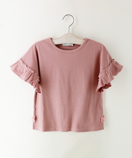 Catherine Cottage(キャサリンコテージ)の「フリル袖リブTシャツ(Tシャツ/カットソー・キッズ・サックスブルー/コーラルピンク/ミント/チャコールグレー/ライラック/ベージュ/スモークピンク/ライラック系1/アイボリー・110/130/150/100/120/140)」の6枚目の写真