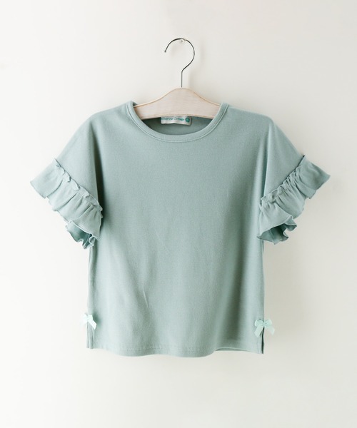 Catherine Cottage(キャサリンコテージ)の「フリル袖リブTシャツ(Tシャツ/カットソー・キッズ・サックスブルー/コーラルピンク/ミント/チャコールグレー/ライラック/ベージュ/スモークピンク/ライラック系1/アイボリー・110/130/150/100/120/140)」の5枚目の写真