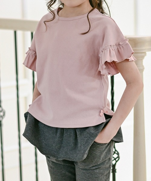 Catherine Cottage(キャサリンコテージ)の「フリル袖リブTシャツ(Tシャツ/カットソー・キッズ・サックスブルー/コーラルピンク/ミント/チャコールグレー/ライラック/ベージュ/スモークピンク/ライラック系1/アイボリー・110/130/150/100/120/140)」の18枚目の写真