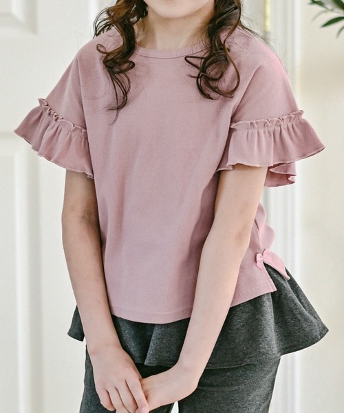 Catherine Cottage(キャサリンコテージ)の「フリル袖リブTシャツ(Tシャツ/カットソー・キッズ・サックスブルー/コーラルピンク/ミント/チャコールグレー/ライラック/ベージュ/スモークピンク/ライラック系1/アイボリー・110/130/150/100/120/140)」の21枚目の写真