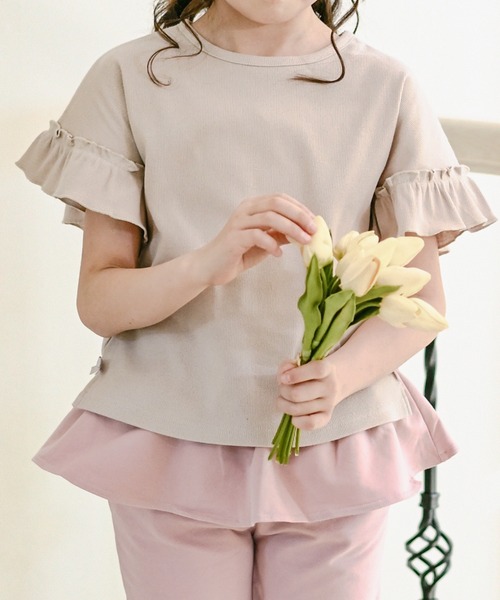 Catherine Cottage(キャサリンコテージ)の「フリル袖リブTシャツ(Tシャツ/カットソー・キッズ・サックスブルー/コーラルピンク/ミント/チャコールグレー/ライラック/ベージュ/スモークピンク/ライラック系1/アイボリー・110/130/150/100/120/140)」の19枚目の写真
