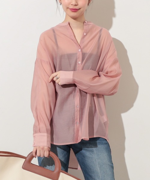 natural couture（ナチュラルクチュール）の「スクエア釦シアーシャツ（シャツ/ブラウス・レディース・オフホワイト/ベージュ/サックスブルー/ピンク/オレンジ・FREE）」の17枚目の写真