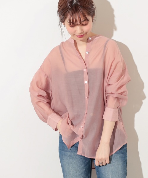 natural couture（ナチュラルクチュール）の「スクエア釦シアーシャツ（シャツ/ブラウス・レディース・オフホワイト/ベージュ/サックスブルー/ピンク/オレンジ・FREE）」の20枚目の写真