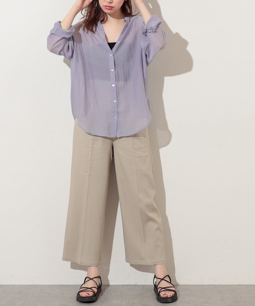 ★プラージュ★コットンシアーシャツ　ベージュ 中古・古着通販】Plage (プラージュ) SHEER COTTON VN ブラウス