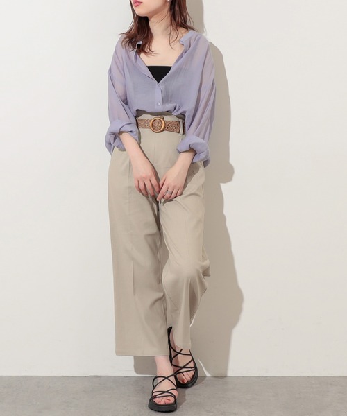 natural couture（ナチュラルクチュール）の「スクエア釦シアーシャツ（シャツ/ブラウス・レディース・オフホワイト/ベージュ/サックスブルー/ピンク/オレンジ・FREE）」の10枚目の写真