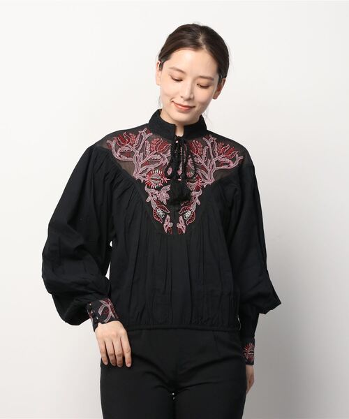 One Tea spoon(ワンティースプーン)の「ONE TEA SPOON EMBROIDERED GYPSY ROAMER TOP (ワンティースプーン )(ブラック)(24245)(シャツ/ブラウス・レディース・ブラック・S)」の12枚目の写真